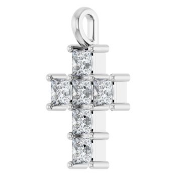 God’s Light 1 Carat Princess-Cut Diamond Cross Pendant in 14K White Gold 2