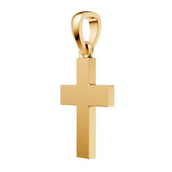 18K Gold Tiny Plain Cross Pendant for Women 2