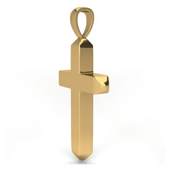 Thick Heavy Beveled Cross Pendant for Men in 14K Gold 2