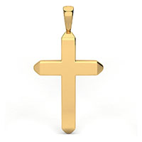 Thick Heavy Beveled Cross Pendant for Men in 14K Gold