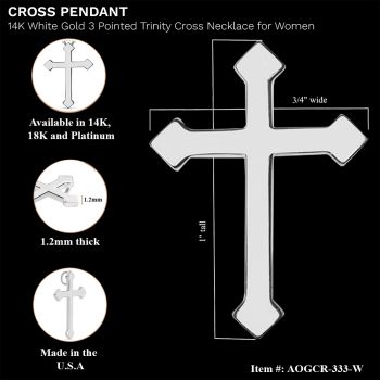 14K White Gold Trinity Cross Necklace for Women 2