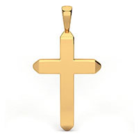 18K Gold Thick Heavy Beveled Men's Cross Pendant