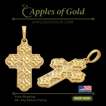 22K Gold Floral Style Cross Pendant for Women 3