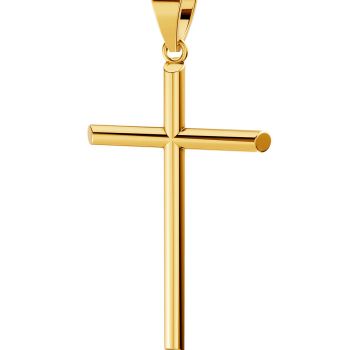 22K Gold Extra-Large Tube Cross Pendant for Men 4