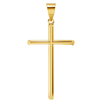 22K Gold Extra-Large Tube Cross Pendant for Men