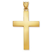 24K Solid Gold Men's Cross Pendant