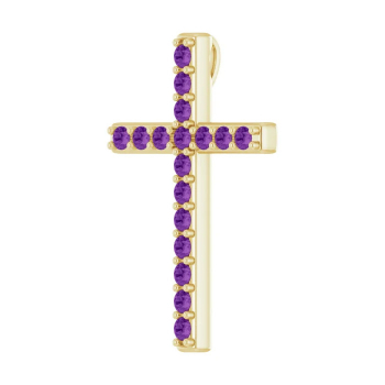 King of Kings Purple Amethyst Gold Cross Pendant 2