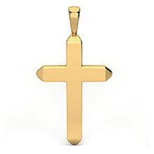 Large 18K Gold Elijah's Fire Beveled Men's Cross Pendant