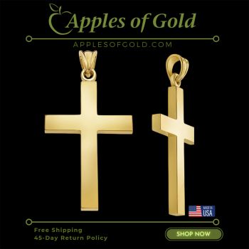 Men's 14K Solid Gold Plain Polished Cross Pendant 3