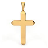 18K Gold Thick Heavy Beveled Cross Pendant for Men