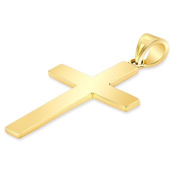Men's 14K Gold Polished Cross Necklace with 2mm Rope Chain 2