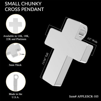 Small Platinum Thick Chunky Cross Pendant with Hidden Bail 5