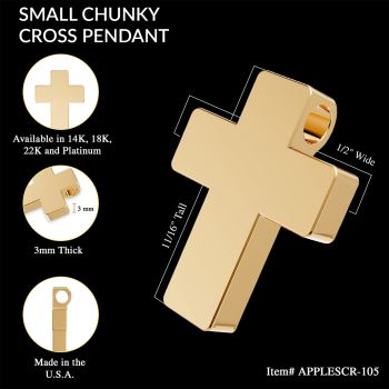 18K Gold Thick Chunky Cross Pendant with Hidden Bail 5