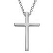 Medium Women's 14K White Gold Plain Cross Necklace With Hidden Bail