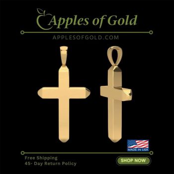 Thick Heavy Beveled Cross Pendant for Men in 14K Gold 4