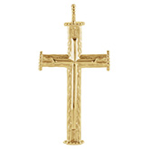 14K Gold Wood of Calvary Cross Pendant for Men