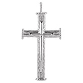 14K White Gold Wood of Calvary Cross Pendant for Men