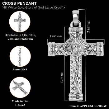 14K White Gold Handmade Ornate Crucifix Pendant 2