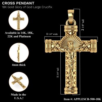 18K Gold Ornate Crucifix Pendant for Men 2