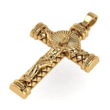 18K Gold Ornate Crucifix Pendant for Men 3