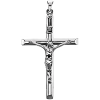 Large 14K White Gold Classic Crucifix Pendant for Men