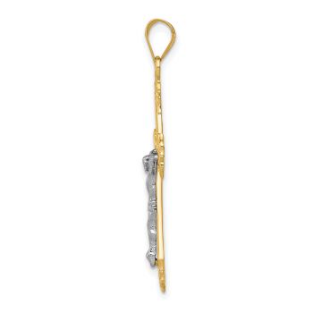 Baroque Latin Crucifix Pendant in 14K Two-Tone Gold 2