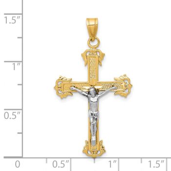 Baroque Latin Crucifix Pendant in 14K Two-Tone Gold 3