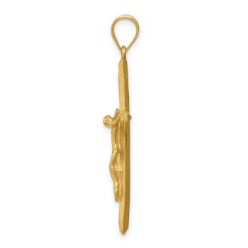 14K Gold Brushed Diamond-Cut Crucifix Pendant 2