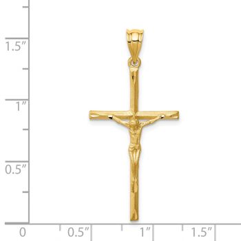 14K Gold Brushed Diamond-Cut Crucifix Pendant 3