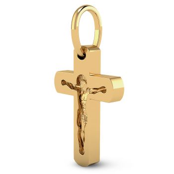 Divinely Carved Crucifix Pendant for Men in 14K Gold 2