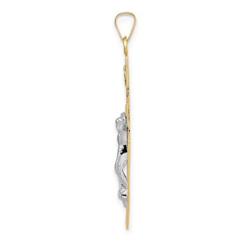 14K Two-Tone Gold Celtic INRI Crucifix Pendant 2