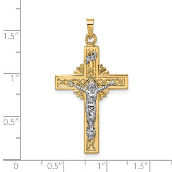 14K Two-Tone Gold Celtic INRI Crucifix Pendant 4