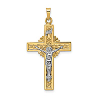 14K Two-Tone Gold Celtic INRI Crucifix Pendant