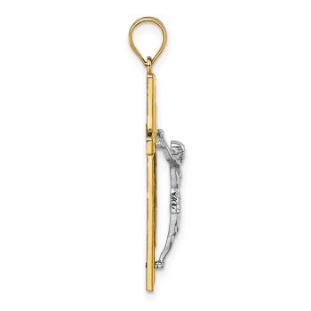 14K Two-Tone Gold Diamond-Cut Latin Crucifix Pendant 2