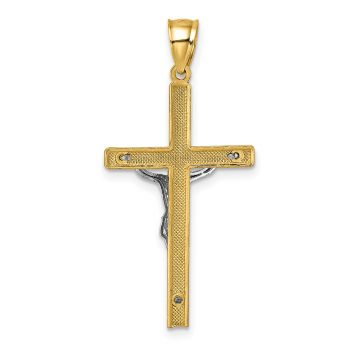 14K Two-Tone Gold Diamond-Cut Latin Crucifix Pendant 3