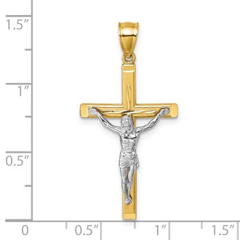 14K Two-Tone Gold Diamond-Cut Latin Crucifix Pendant 4