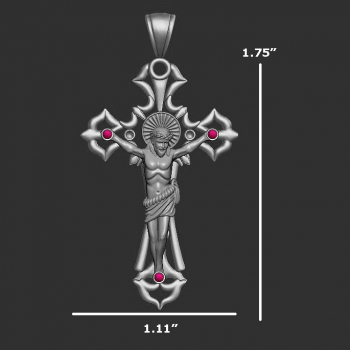 Divine Sacrifice Large Ruby Crucifix Pendant in 14K White Gold 2