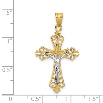 14K Two-Tone Gold Filigree Passion Crucifix Pendant 3