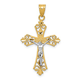 14K Two-Tone Gold Filigree Passion Crucifix Pendant