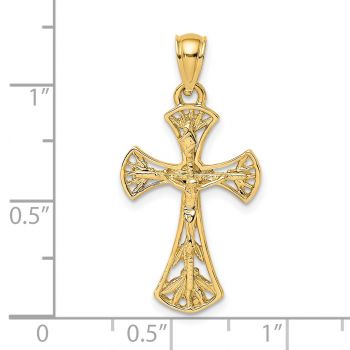 14K Gold Flared Open Branches Crucifix Pendant 3