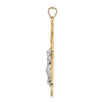Fleur de Lis INRI Crucifix Pendant in 14K Two-Tone Gold 2