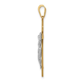 14K Two-Tone Gold INRI Latin Crucifix Pendant 2