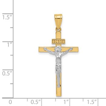 14K Two-Tone Gold INRI Latin Crucifix Pendant 3