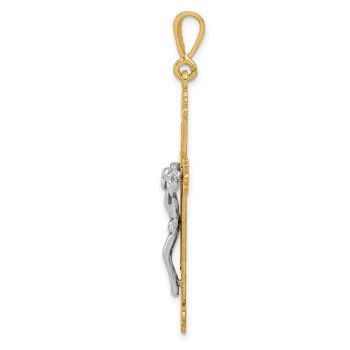 Large Baroque Celtic Crucifix Pendant in 14K Two-Tone Gold 2