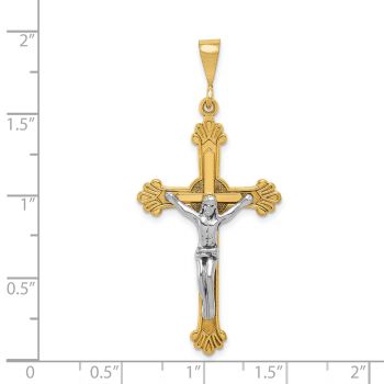 Large Baroque Celtic Crucifix Pendant in 14K Two-Tone Gold 3