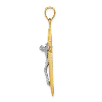 Large 14K Two-Tone Gold Diamond-Cut Latin Crucifix Pendant 2