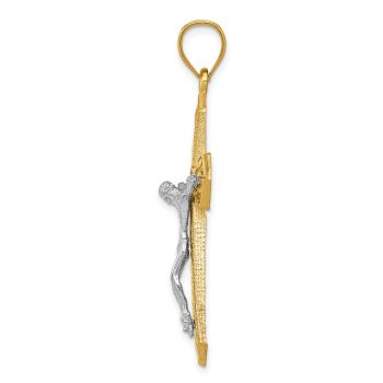 Large Diamond-Cut Passion Crucifix Pendant in 14K Two-Tone Gold 2
