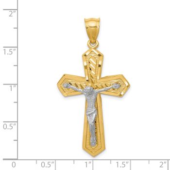 Large Diamond-Cut Passion Crucifix Pendant in 14K Two-Tone Gold 3