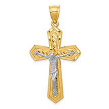 Large Diamond-Cut Passion Crucifix Pendant in 14K Two-Tone Gold
