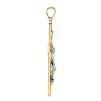 Large 14K Two-Tone Gold INRI Crucifix Pendant for Men 2